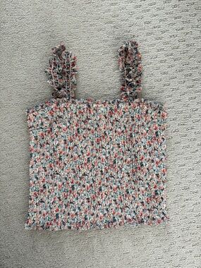 Abercrombie smocked Floral Tank Top with Ruffle Straps